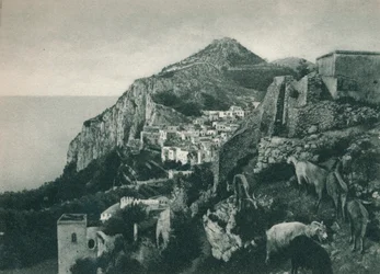 Utsikt over havet med Monte Solaro, Capri, Italia, 1927