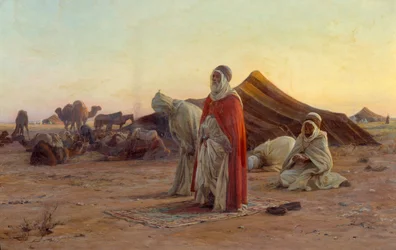 Telt i ørkenen - Bønnen. Detalj. Maleri av Eugène Alexis Girardet (1853-1907). 19. århundre. Bayonne, Musée Bonnat