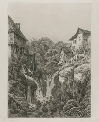 Møllen og fossen i Grésy nær Aix-les-Bains