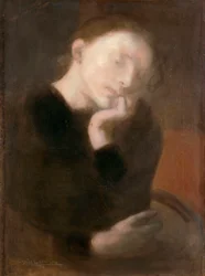 Meditation par Carriere, Eugene (1849-1906), ca 1892 - Olje på lerret, 65,5x48,7 - Ohara Museum of Art, Kurashiki