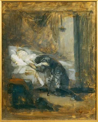 Scene de Theatre - Scene i et teater … (maleri på lerret)