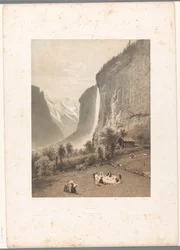 Piknik med utsikt over Staubbach-fossen Le Staubbach (tittel på objekt) La Suisse et la Savoie (serietittel) Ansikter i Sveits og Savoy (serietittel på objekt)