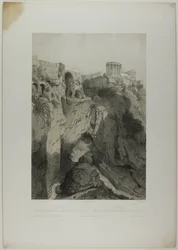 Tivoli: The Temples of Vesta and the Sibyl, and Ruins of the Grotto of Neptun, plate nitten fra Italie Monumentale et Pittoresque