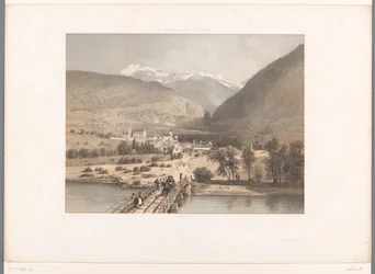 Utsikt over broen på Rhône brev Severdigheter i Sveits, Savoy og Tyrol La Suisse, la Savoie et le Tyrol