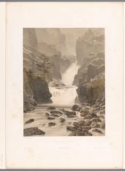 Utsikt over Barberine-fossen ved Vallorcine Cascade de Barberine (tittel på objekt) Utsikt i Sveits, Savoy og Tyrol (serietittel) La Suisse, la Savoie et le Tyrol (serietittel på objekt)