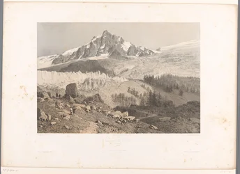 Utsikt over Bossons-breen i Chamonix-dalen Glacier des Bossons, Chamonix (tittel på objekt) Ansikter i Sveits og Savoy (serietittel) La Suisse et la Savoie (serietittel på objekt)