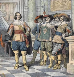 Illustrasjon til «Les Trois Mousquetaires» (De tre musketerer), begynnelsen av 1900-tallet (gravering)