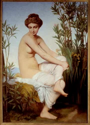 Antikk badende kvinne. Maleri av Eugène Amaury Duval (1808-1885), 19. århundre, kunstmuseet i Rouen