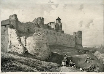 Carcassonne, bymur, sterkt skadet