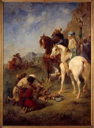 Falkejakt i Algerie: kuren. Maleri av Eugene Fromentin (1820-1876)