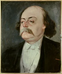 Portrett av Gustave Flaubert (1821 - 1880), fransk forfatter, ca 1865. Maleri av Eugene Giraud (1806-1881)