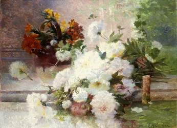 Et stilleben med høstblomster