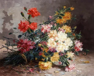 Nellikerbukett. Maleri av Eugene Henri Cauchois (1850–1911). Privat samling.