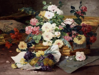Roser fra Nice. Maleri av Eugene Henri Cauchois (1850–1911). Privat samling.