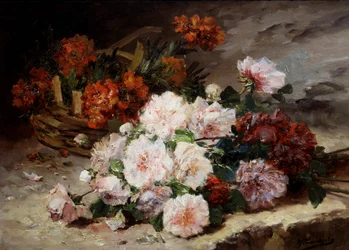 Roser og veggpryd. Maleri av Eugene Henri Cauchois (1850–1911). Privat samling.