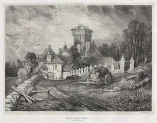 Maleriske og romantiske reiser i det gamle Frankrike: Auvergne (bind II): Pesteil Chateau ved Polminhac, tavle 202 