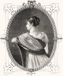 Portrett av Madame Recamier (1777-1849) gravert av Antoine Auguste Ernest Hebert (1817-1908)