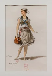 Korrigane. Ballett av Charles-Marie Widor, kostymemodell. 1880, penn, akvarell og gouache på papir.