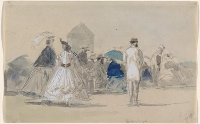 Crinolines on the Beach, ca. 1865.