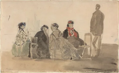 Fire damer sittende i Trouville, 1866.