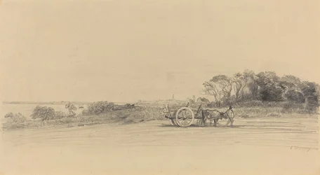 L'Ile aux Moines med figur og vogn, ca. 1858.
