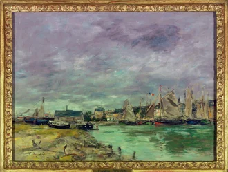 Havnen i Trouville (Trouville-sur-Mer), Calvados Maleri av Eugene Louis Boudin (1824-1898) 1891 Dim 0,41 x 0,55 m Paris Louvre museum Obligatorisk omtale: Donasjon Helene og Victor Lyon