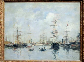 Seilbåter ved havnen, Deauville i 1896 Maleri av Eugene Louis Boudin (1824-1898) 1896 Søn. 0,26 X 0,35 m Lyon, musee des Beaux Arts