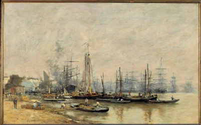 Havnen i Bordeaux Fartøy på Garonne. Maleri av Eugene Louis Boudin (1824-1898) 1874 Søn. 0,41x0,65 m Paris, musee d