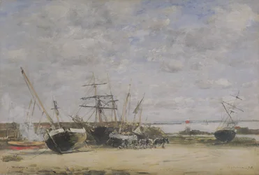 Fartøy og hester på kystlinjen