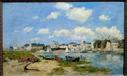 Utsikt over Trouville Beach Maleri av Eugene Louis Boudin (1824-1898) 1864 Søn. 0,37x0,58 m Lyon, Musee des Beaux Arts