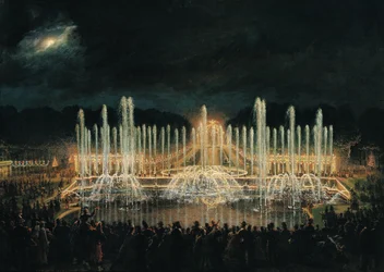 Opplyst fontene i Bassin de Neptune til ære for prins Francisco de Assisi de Bourbon (1822-1902) 21. august 1864
