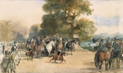 Scene i Hyde Park, ca 1850-tallet.