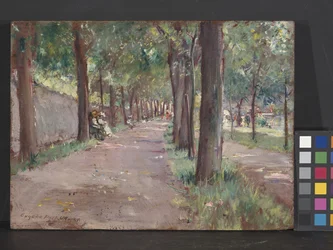 Gatescene (olje på panel)