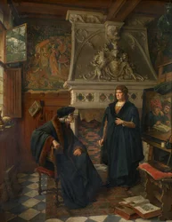 Erasmus og Quentin Matsys (olje på lerret)