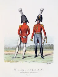 Lette hester av kongens garde, kompanidress og avkledning, 1814-15