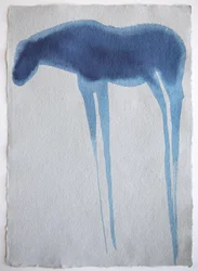 Blå hest2, 2023 (pigment, håndlaget papir)