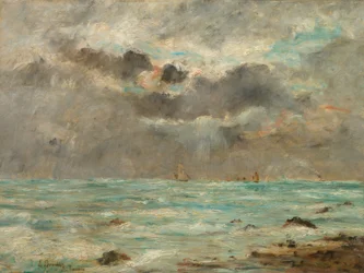 Eugène Boudin / quot;Kysten ved Trouvillequot;, ca 1865-1900