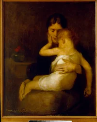 Det syke barnet (Madame Eugène Carrière og hennes sønn Léon), 1885, mål 1 x 0,8 m, Paris, Musée d