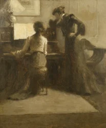 The Pianist, ca. 1900 (olje på papir lagt ned på lerret)