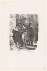 Faust probeert Grietje te verleiden Faust: Min vakre unge dame, ville jeg våge å tilby deg armen min og kjøre deg hjem? (tittel på objekt) Faust (serietittel) Faust, tragedie av M. de Goethe (serietittel)