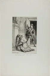 Hamlet forsøker å drepe kongen, plate 8 fra Hamlet