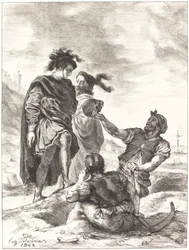 Hamlet og Horatio før gravegraverne (akt V, scene I)