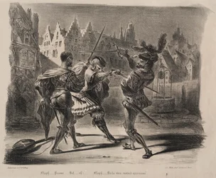 Illustrasjoner for Faust: Duell av Faust og Valentin