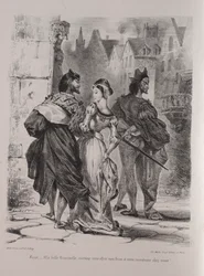Illustrasjoner for Faust: Faust søker å lokke Marguerite