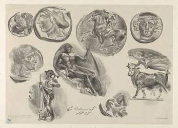 Ark med ni antikke mynter, 1825., 1825.