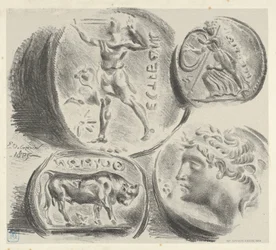 Studier av fire greske mynter, 1825., 1825.