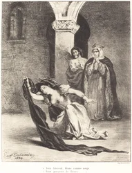 The Song of Ophelia Act IV, Scene V, 1834.    1178894   no       norwegian Successfully Translated  Original: Design for a Wall Decoration with Pasted-in Sketches after Raphael verso, c. 1580s-90s. Translat: Design for a Wall Decoration with Pasted-in Sket