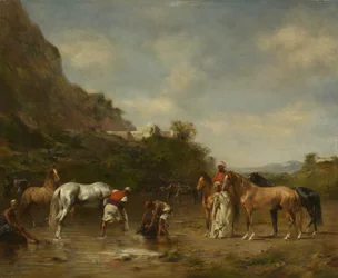 Arabere som vanner hestene sine, 1872
