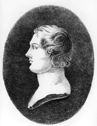 Portrett av George Gordon, 6. baron Byron av Rochdale (1788-1824) fra en byste av Lorenzo Bartolini (1777-1850)