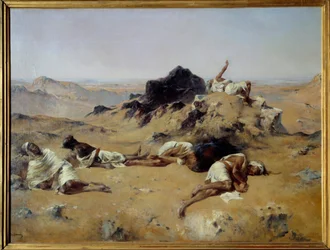 ørken. Tørste menn. 1869. Eugène Fromentin (1820-1876), Musée d#39;Orsay, 1,03 x 1,43 kvm